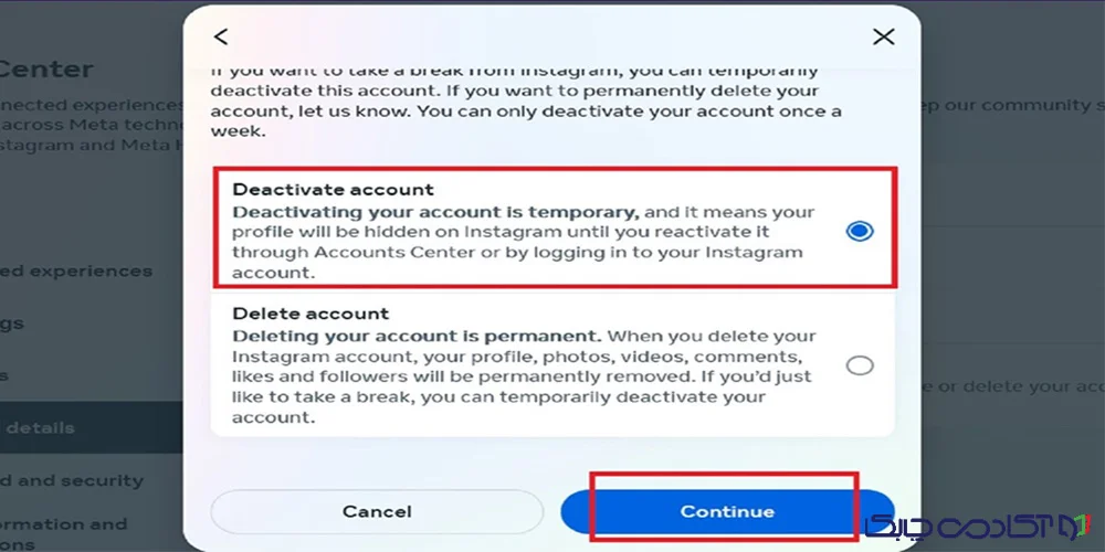 آموزش حذف اکانت اینستا